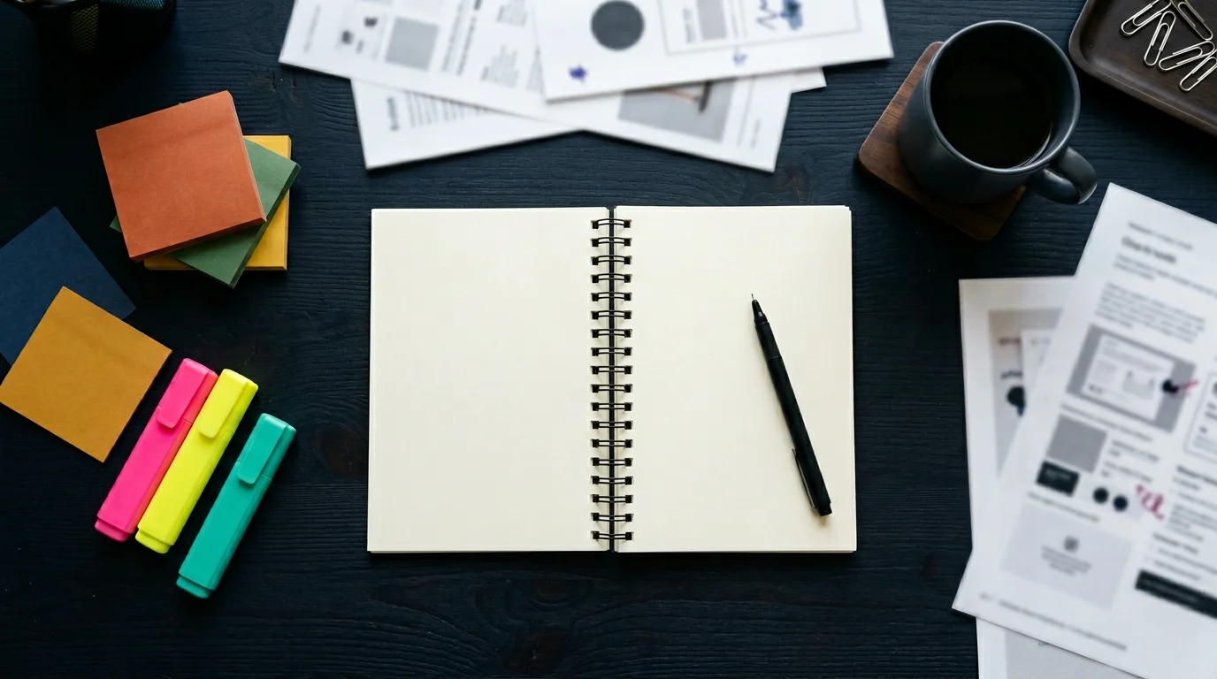 Redaktionstisch mit strukturierten Notizen zum Kfz-Polis, Foto 1200x800