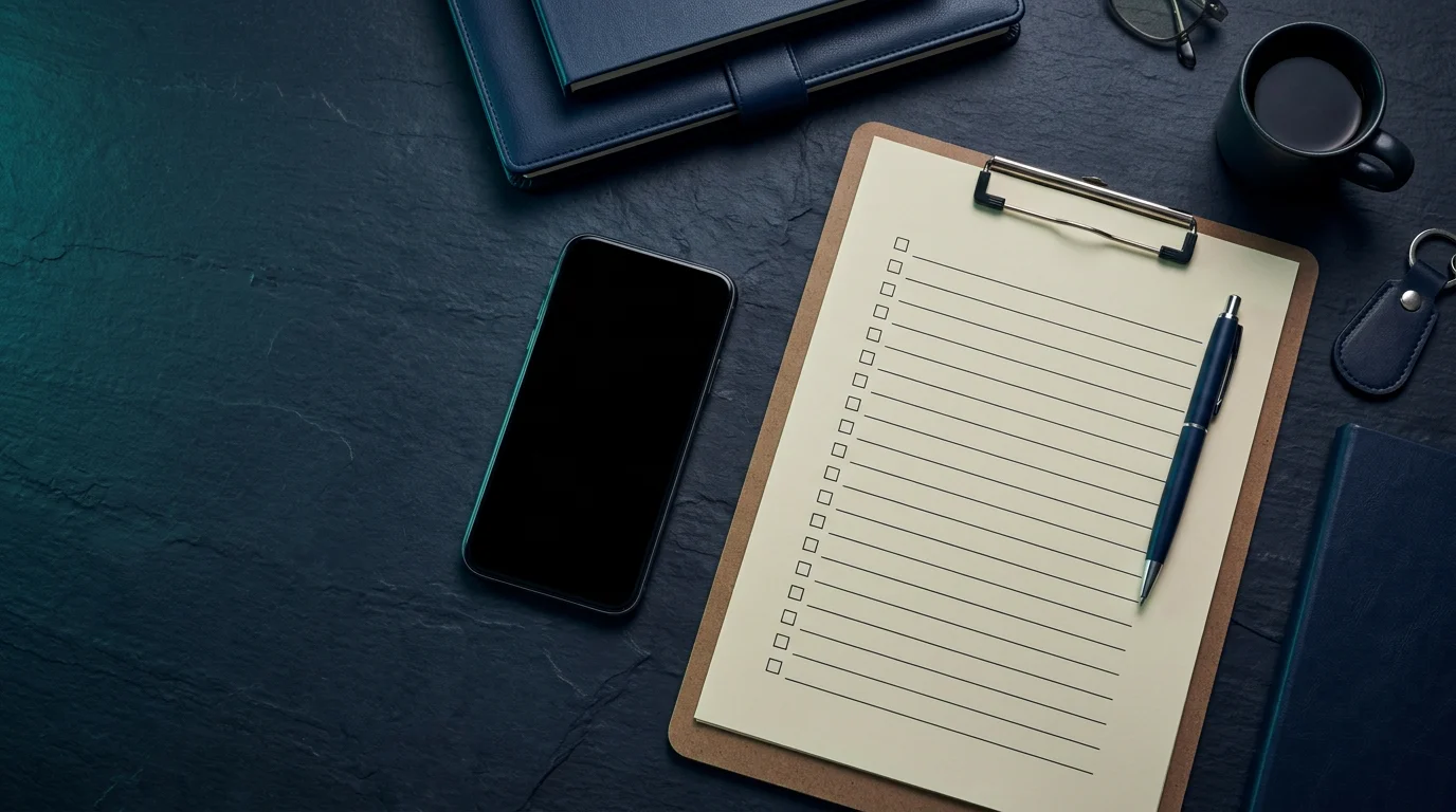 Checkliste und Smartphone für Schadenmeldung, Teaser 1200x675